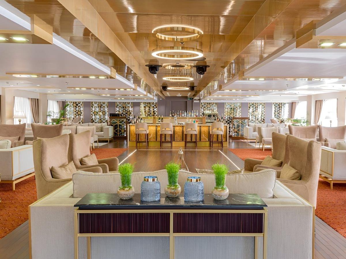 Bar and lounge area at Sonesta Sun Goddess Nile cruise in Egypt