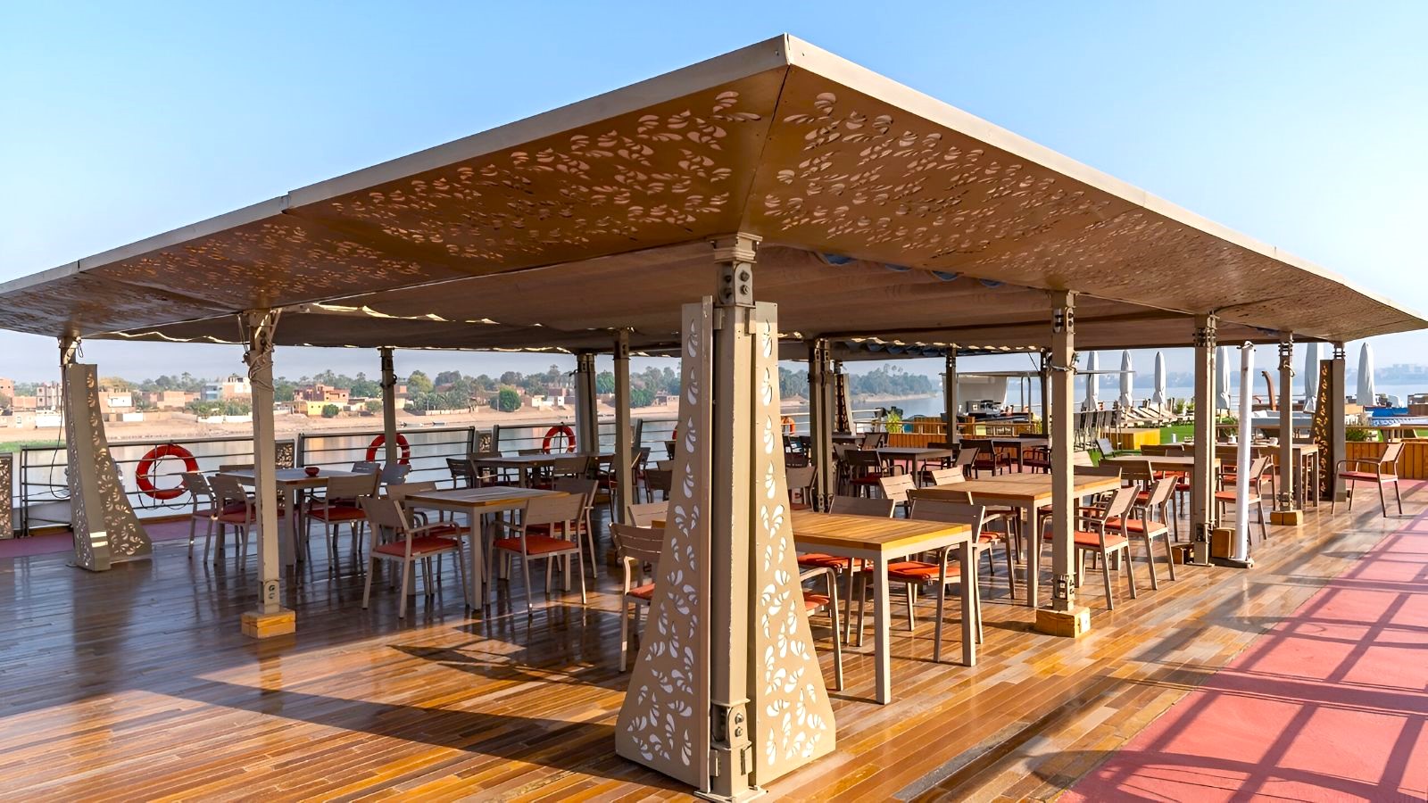 Bar on the sun deck of Sonesta Sun Goddess Nile cruise in Egypt
