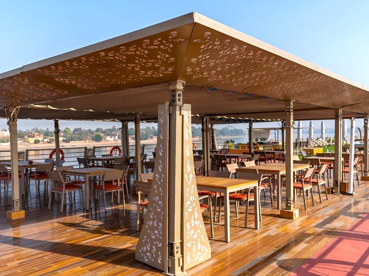 Bar on the sun deck of Sonesta Sun Goddess Nile cruise in Egypt