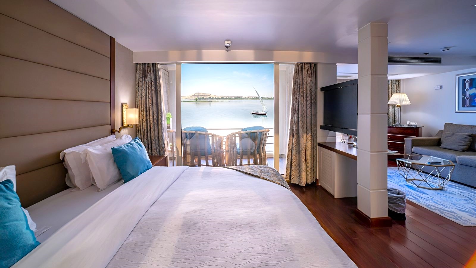 Double bed onboard Sonesta Sun Goddess Nile cruise in Egypt