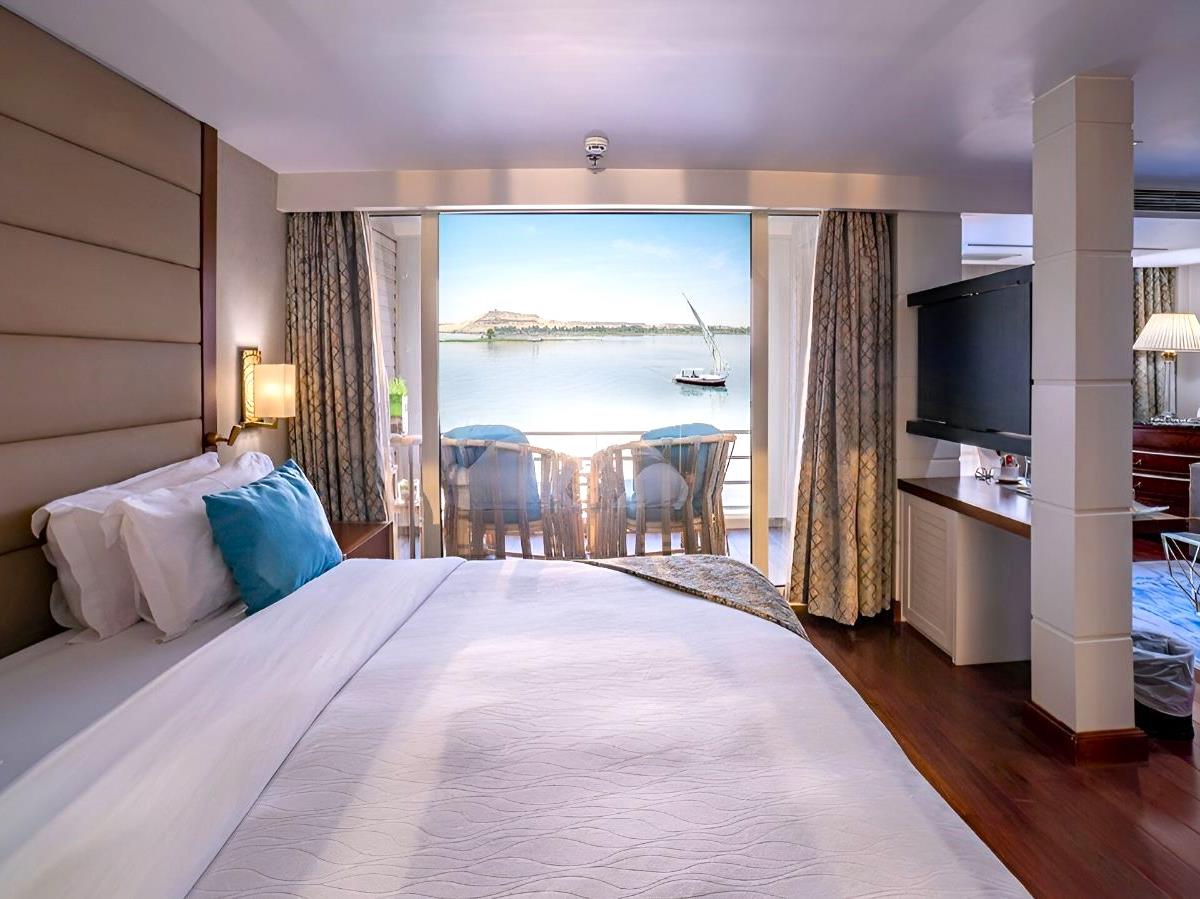 Double bed onboard Sonesta Sun Goddess Nile cruise in Egypt