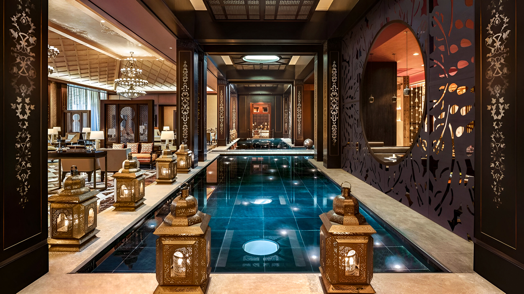 Interior view of the swimming pool at the St Regis in Cairo