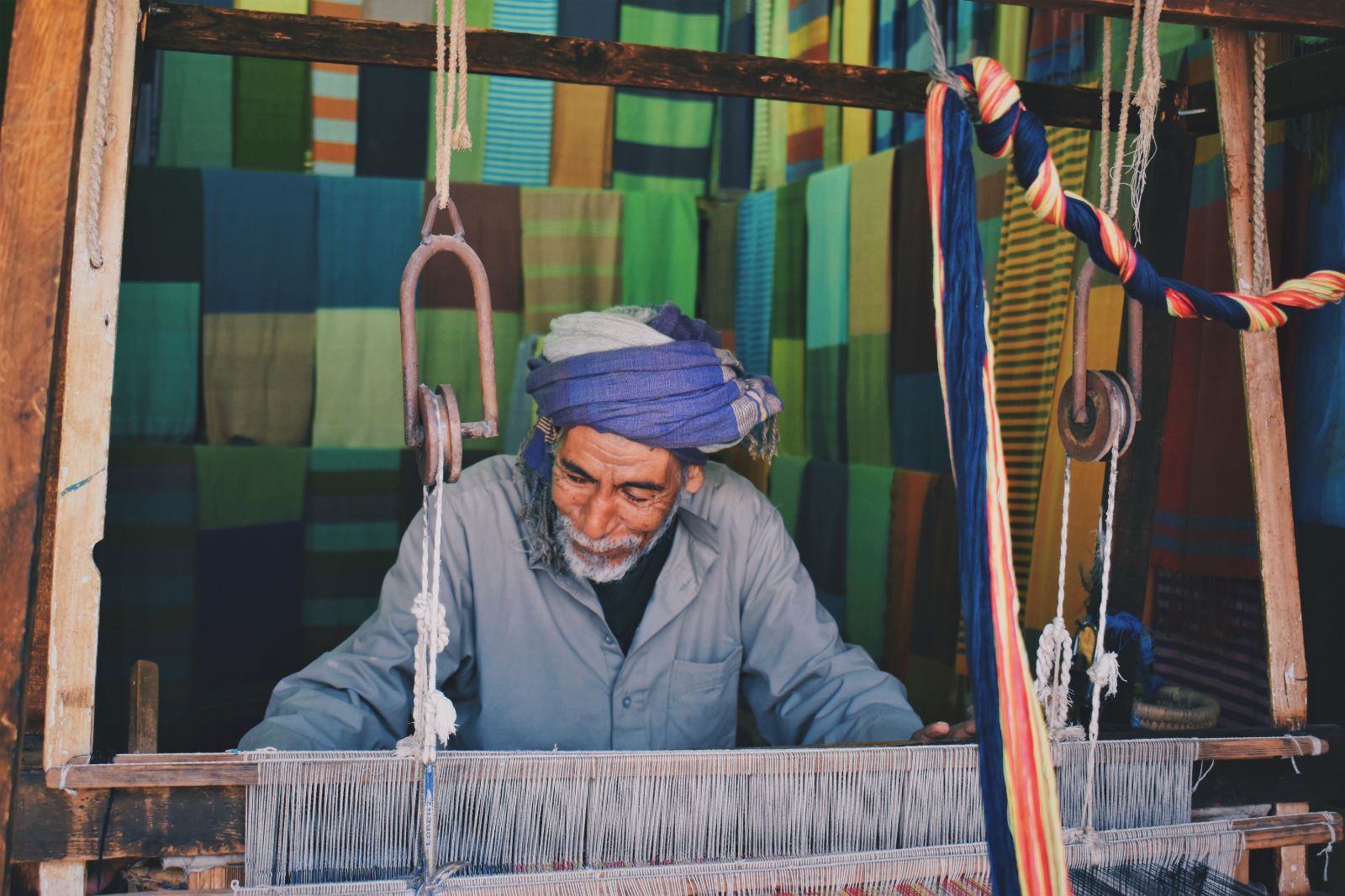 An Aswan man weaving in Egypt