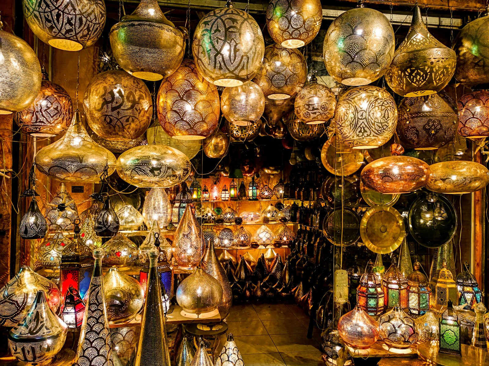 Lanterns at Khan El Khalili market in Cairo, Egypt