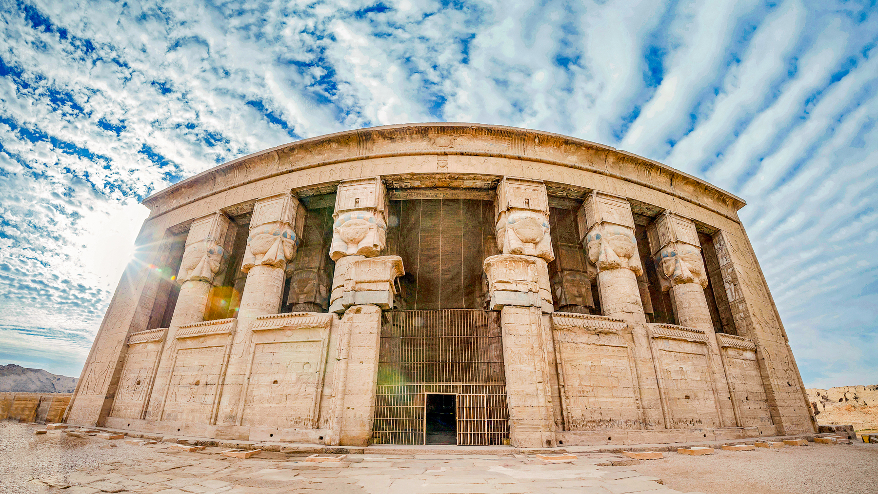 Exterior view of the Temple of Hathor in Dendera