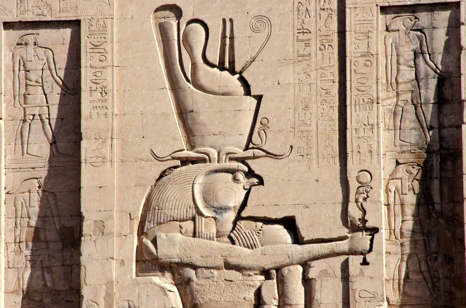 Engravings in the Edfu Temple in Egypt