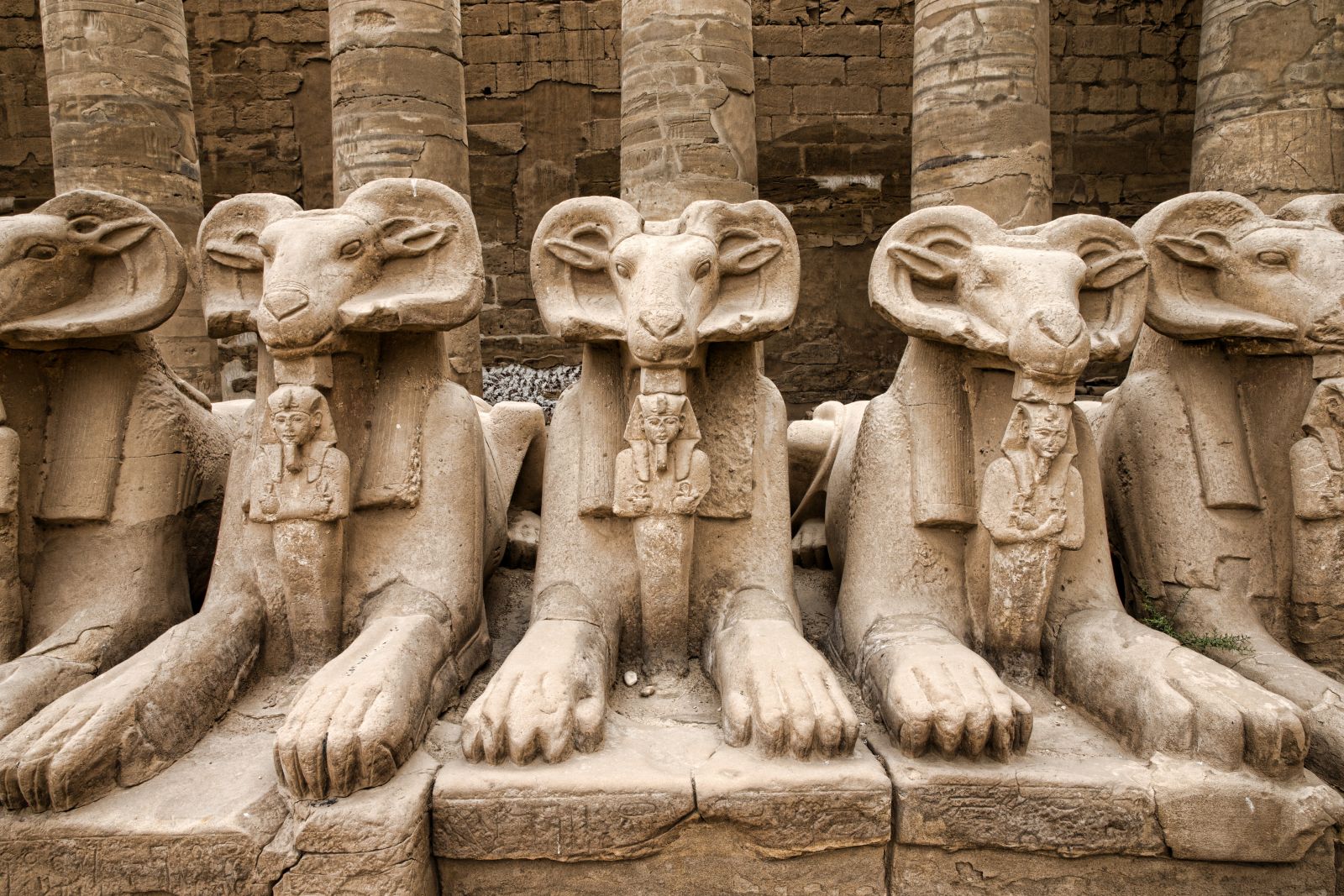 Detailed stonework at Luxor's Karnak Temple in Egypt