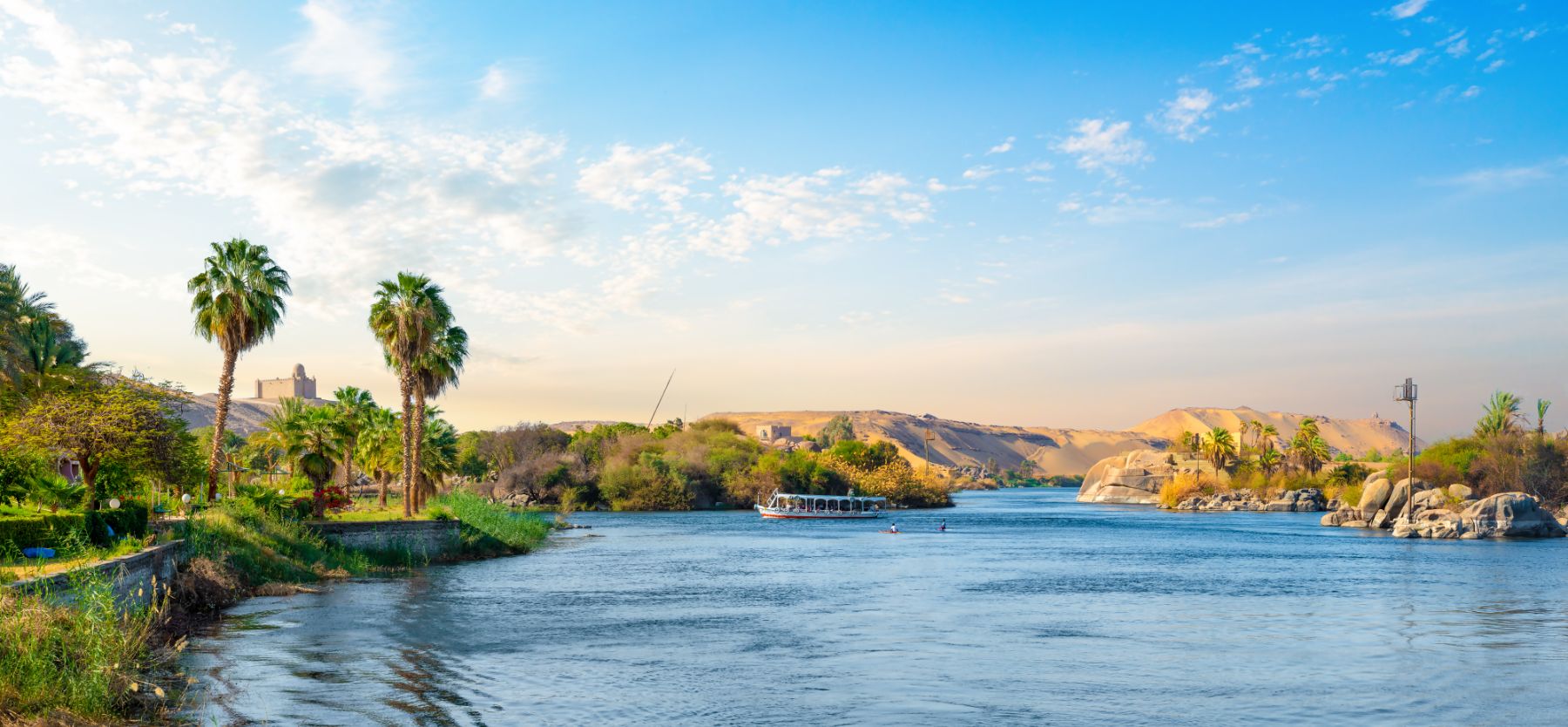 A boat cruising on the River Nile