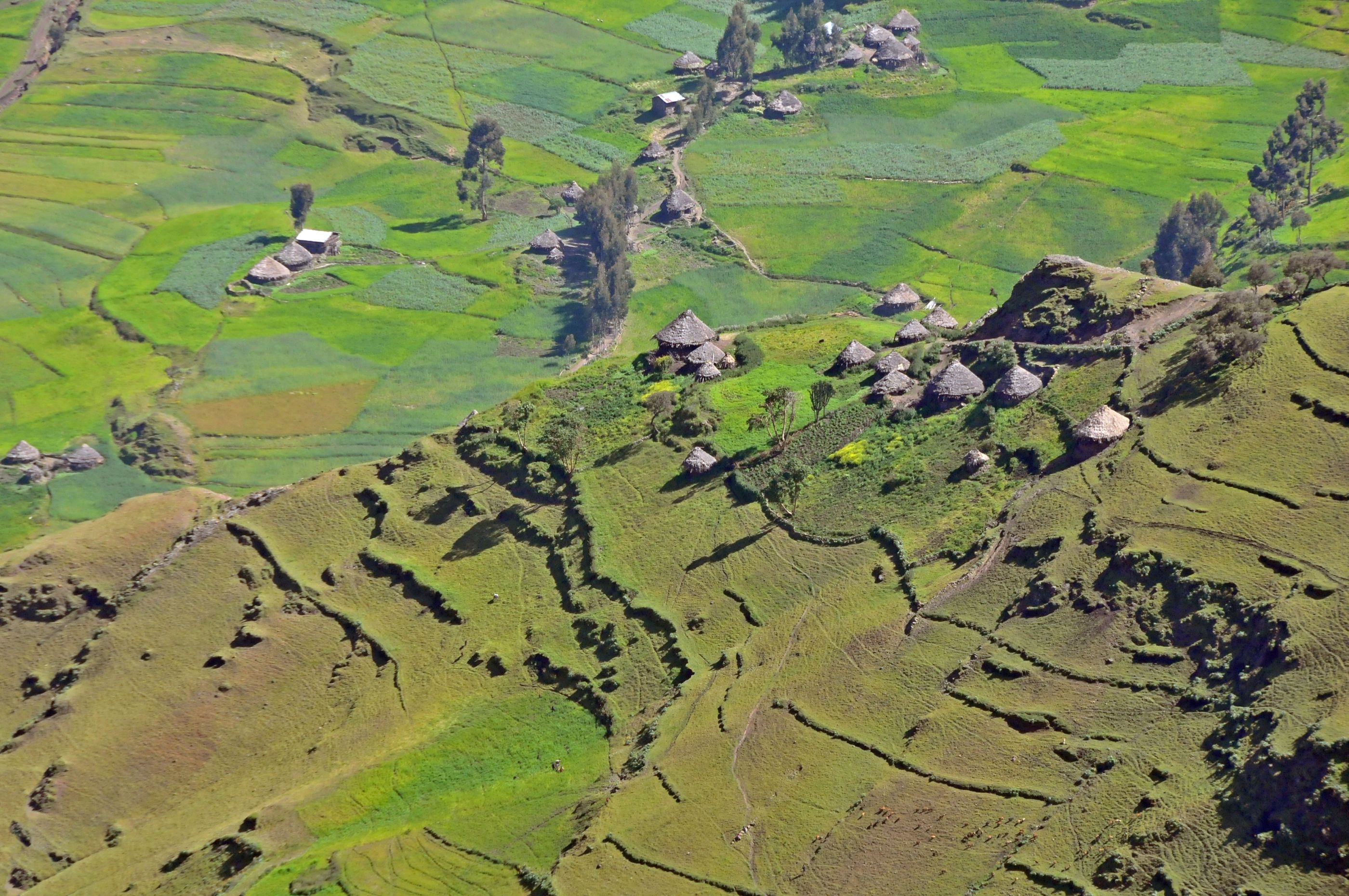 Village below the Simien Mountains