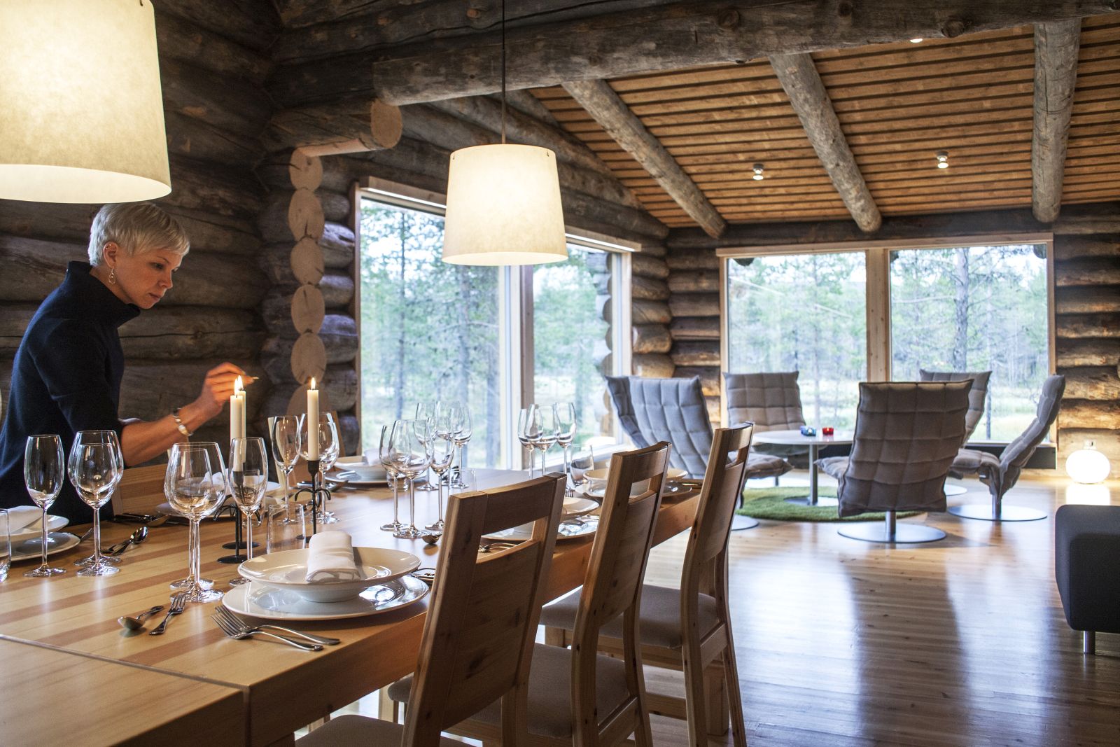 Dining at Javri Lodge in Finland