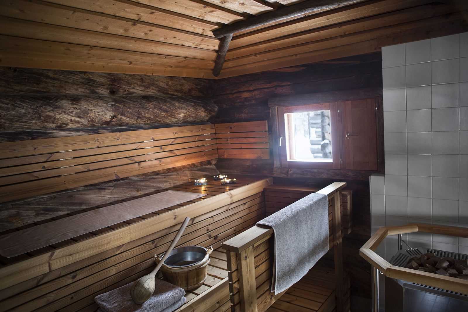 The sauna at Javri Lodge
