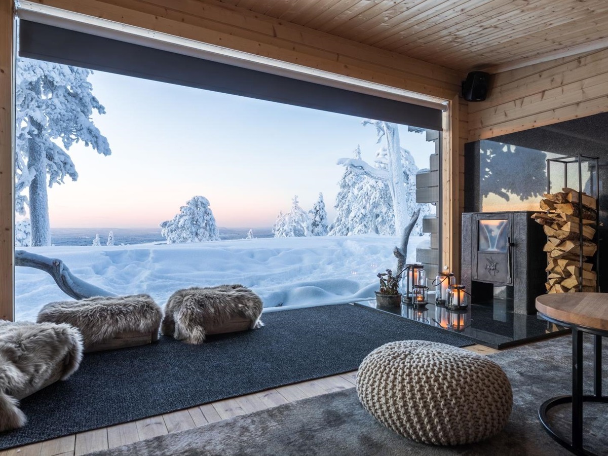 Arctic forest views from Octola wilderness lodge in Finland