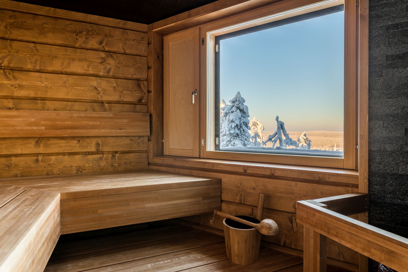 View from the sauna at Octola wilderness lodge in Finnish Lapland