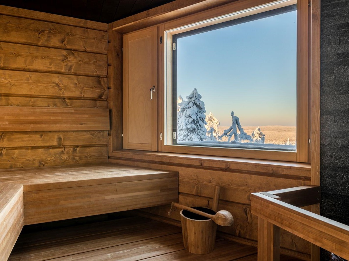 View from the sauna at Octola wilderness lodge in Finnish Lapland