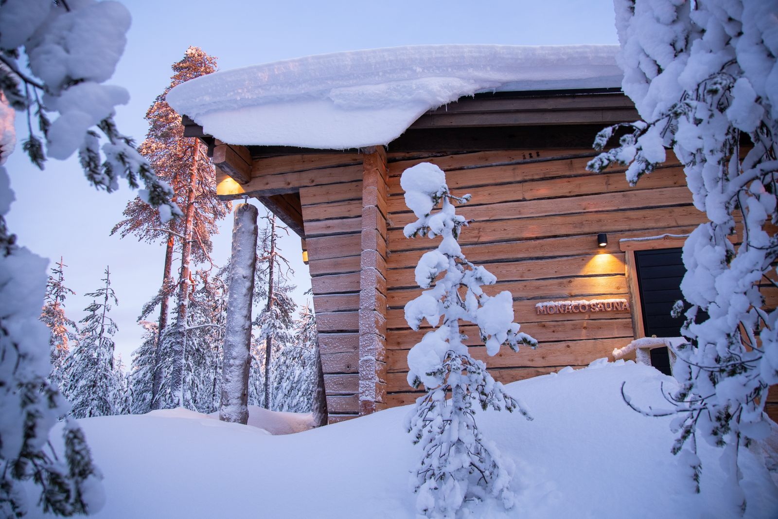 The sauna at Octola private wilderness lodge in Lapland Finland