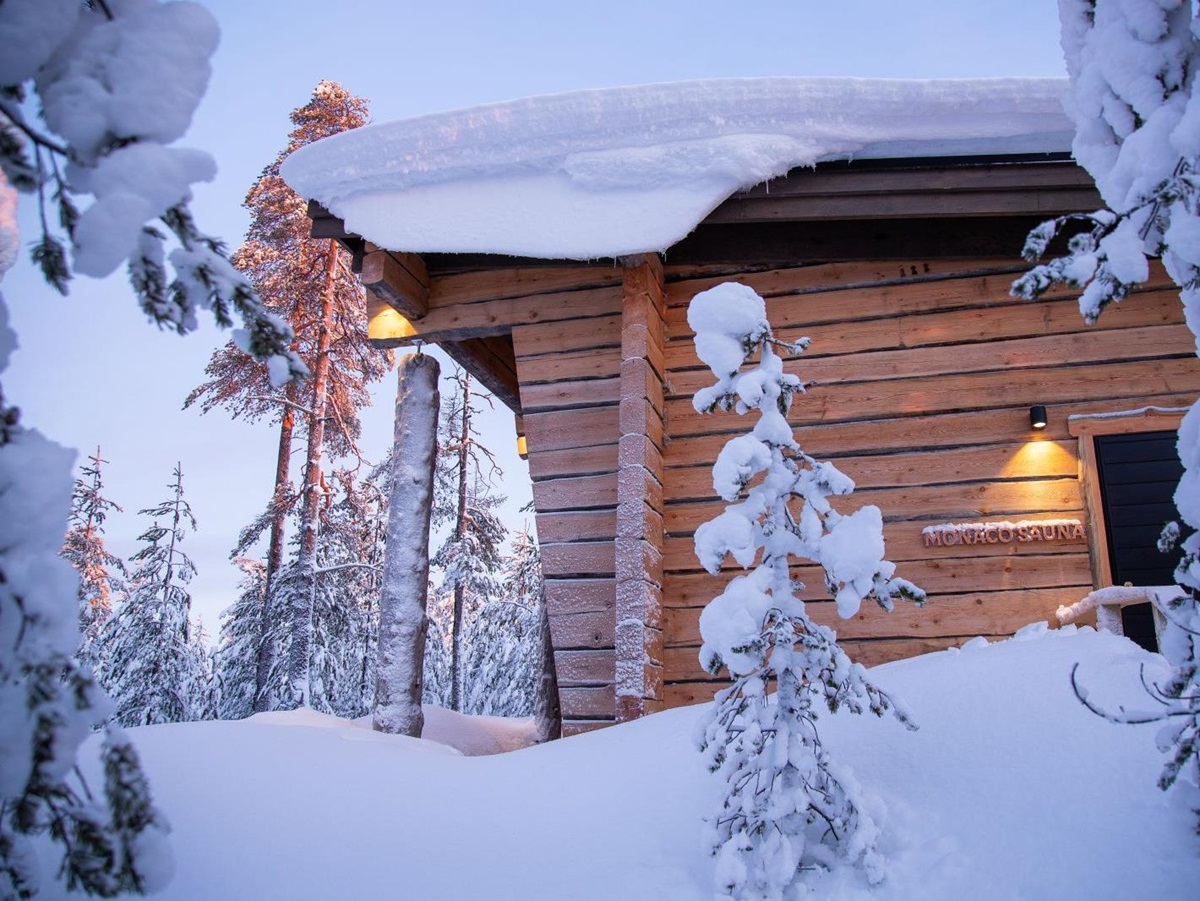 The sauna at Octola private wilderness lodge in Lapland Finland