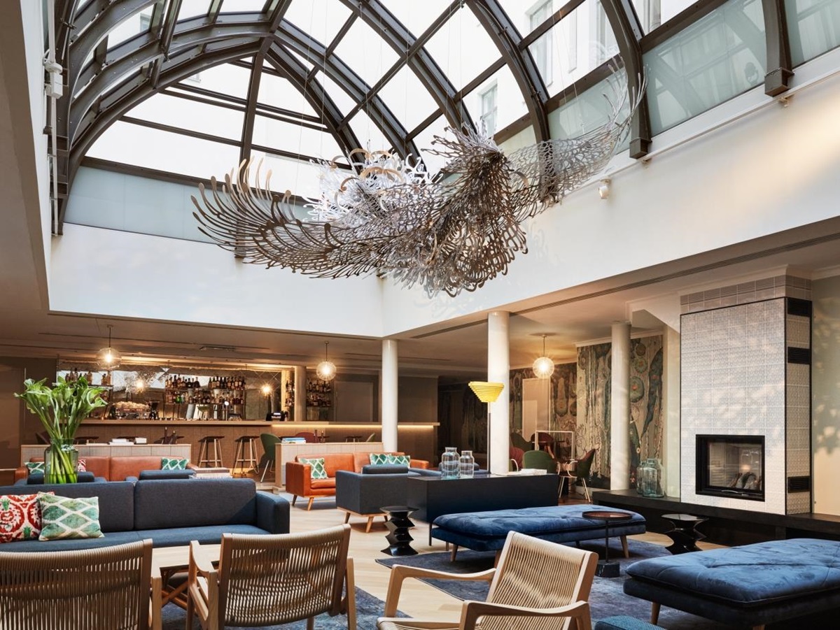 Wintergarden sitting area at St George Hotel in Helsinki Finland