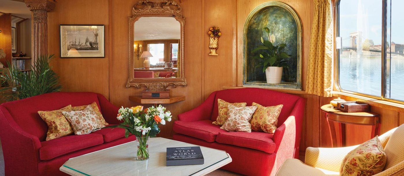 Living area on board the Belmond Napoleon river barge in France