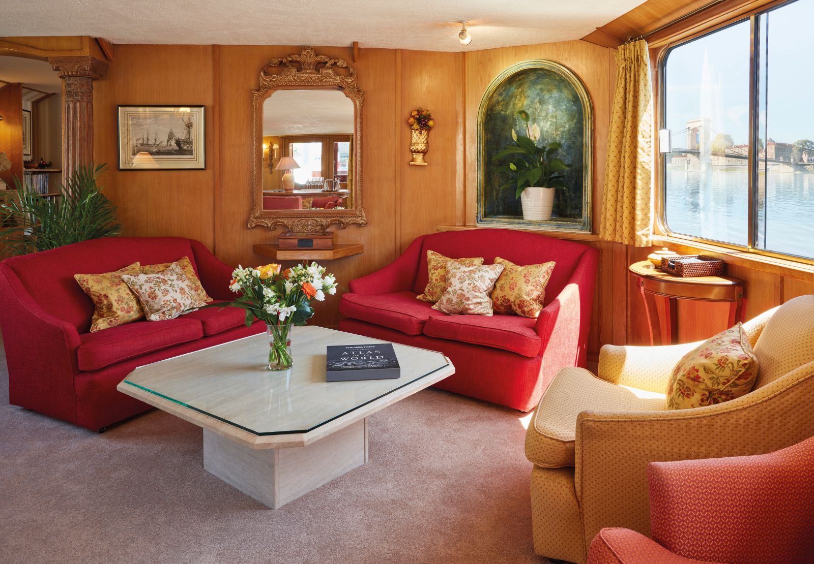 Living area on board the Belmond Napoleon river barge in France