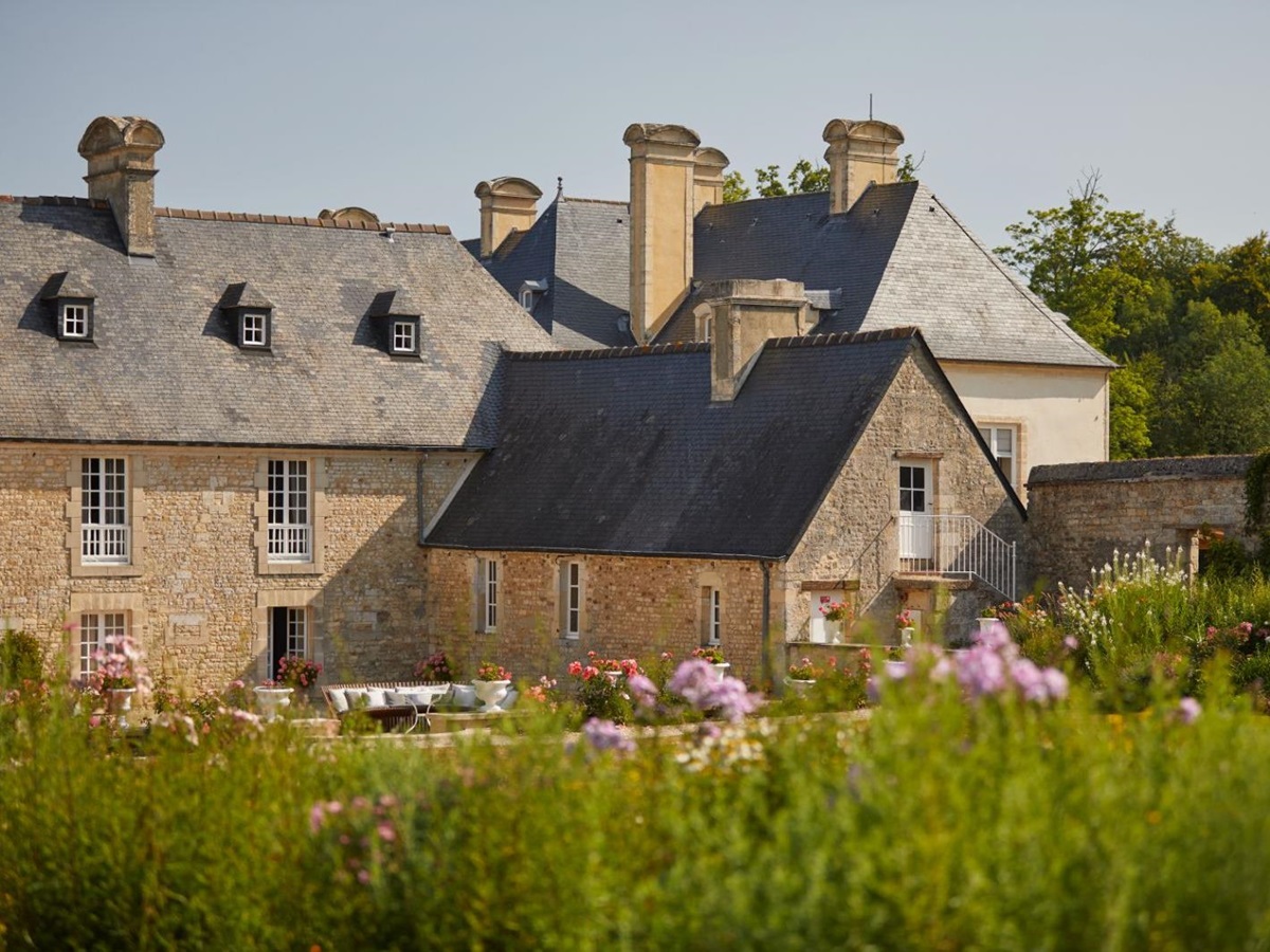 Exterior view of Chateau d'Audrieu in the Normandy region of France
