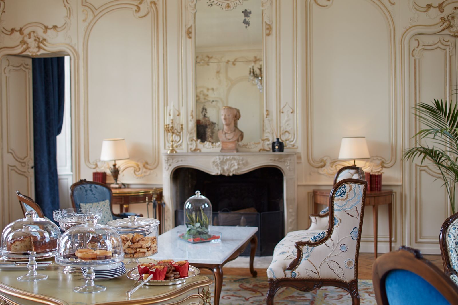 Restaurant seats at Chateau d'Audrieu in the Normandy region of France