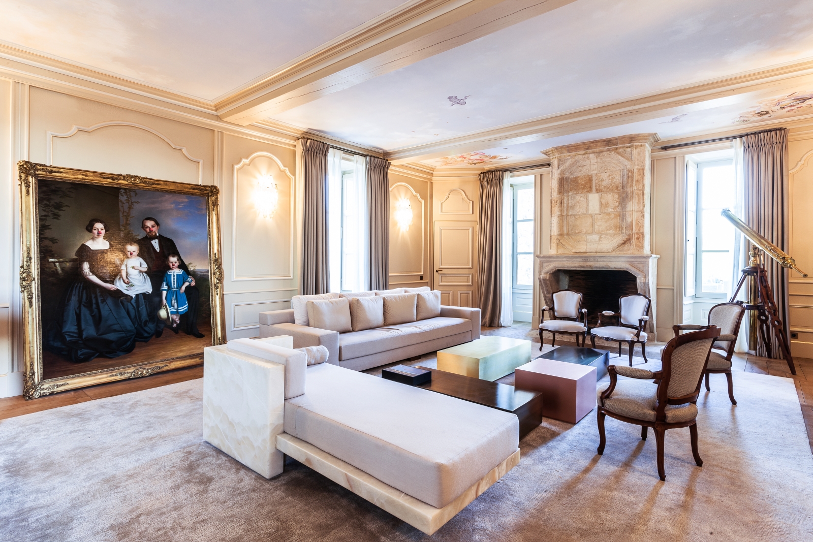 lounge area at domaine des etangs in france