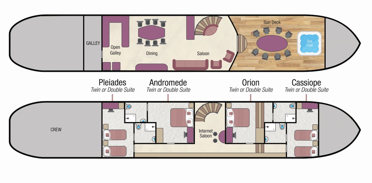 Deck Plan for Enchante, luxury river boat in France