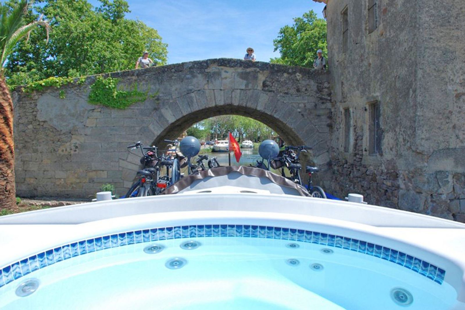 View from the jacuzzi on the Enchante river cruise in France