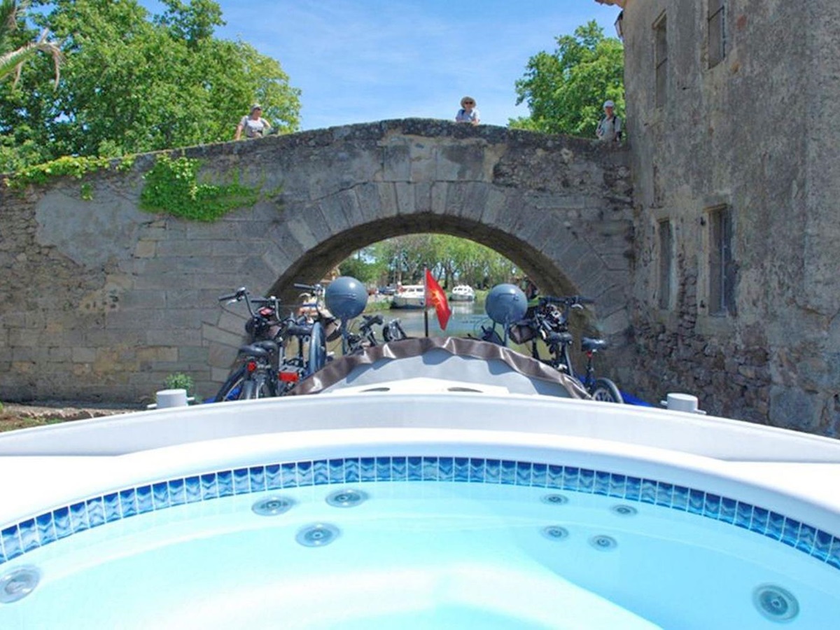 View from the jacuzzi on the Enchante river cruise in France
