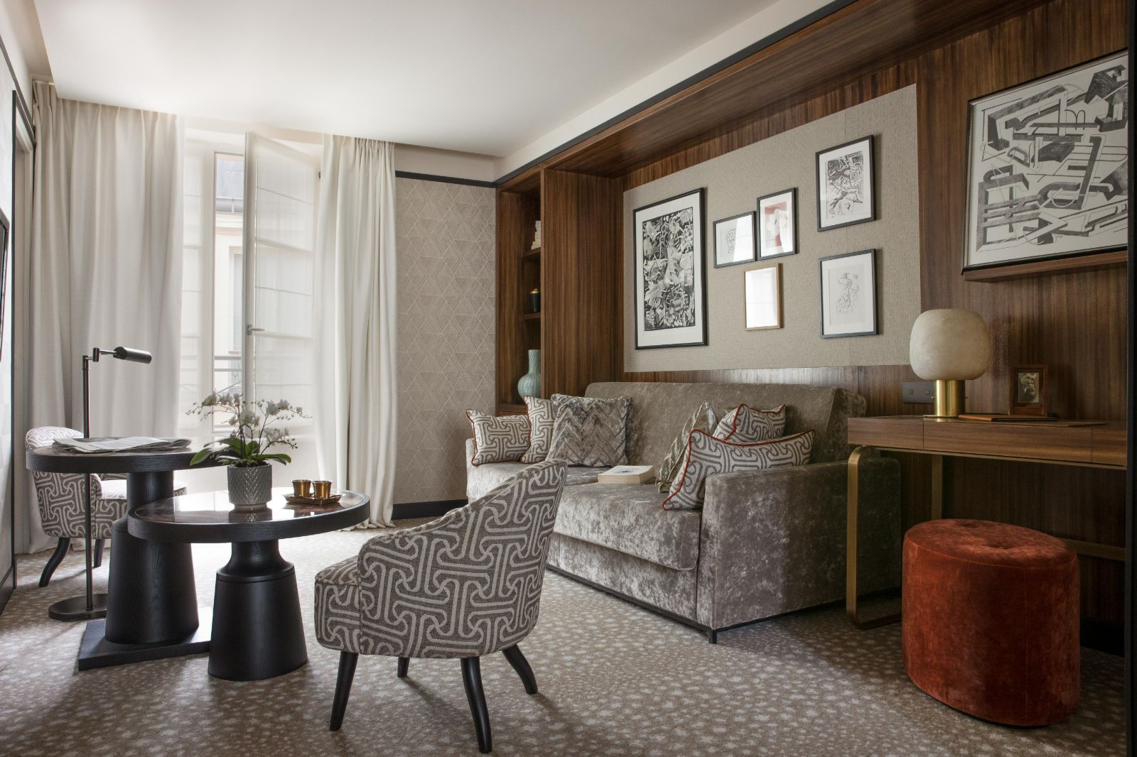 Guest room lounge area at Esprit Saint Germain in Paris, France