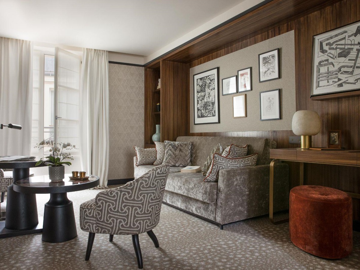 Guest room lounge area at Esprit Saint Germain in Paris, France