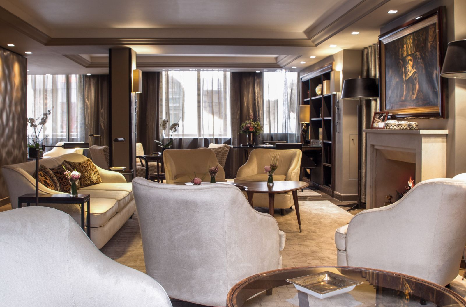 Lounge and fireplace at Esprit Saint Germain in Paris, France