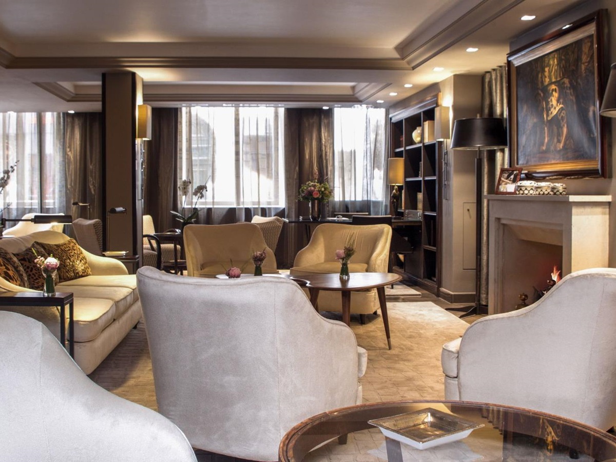 Lounge and fireplace at Esprit Saint Germain in Paris, France