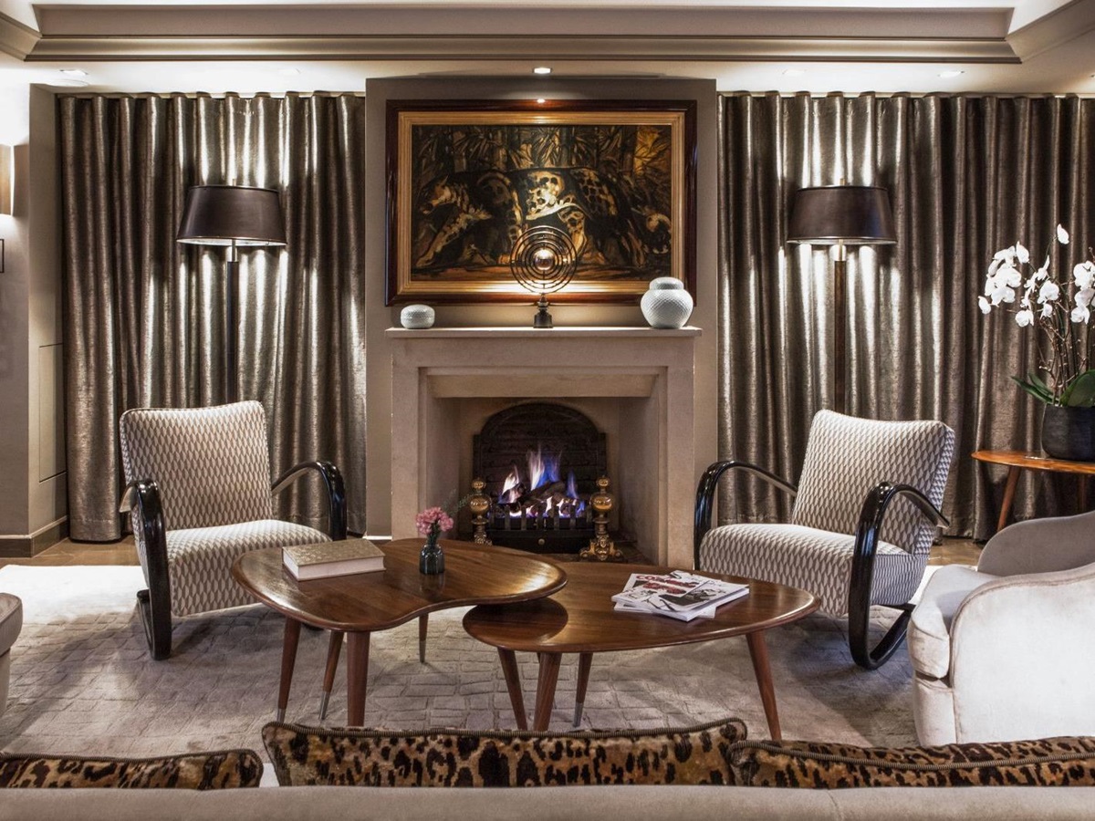 lounge and mantlepiece at Esprit Saint Germain in Paris, France