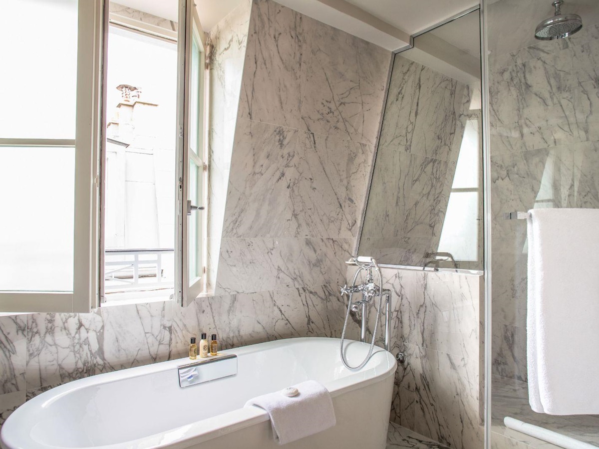 A guest bathroom at Esprit Saint Germain in Paris, France