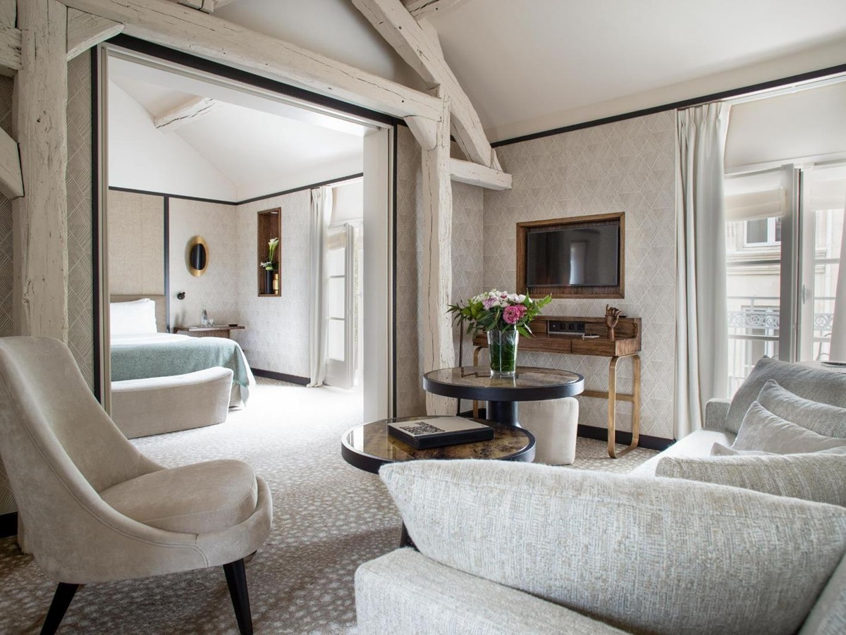 Guest room lounge area at Esprit Saint Germain in Paris, France