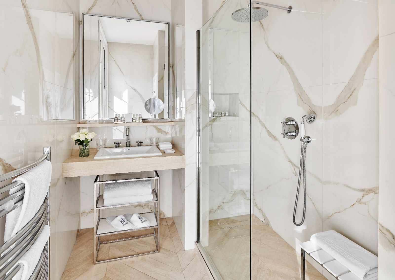 Guest bathroom at Hotel Belles RIves on the Cote d'Azur in France