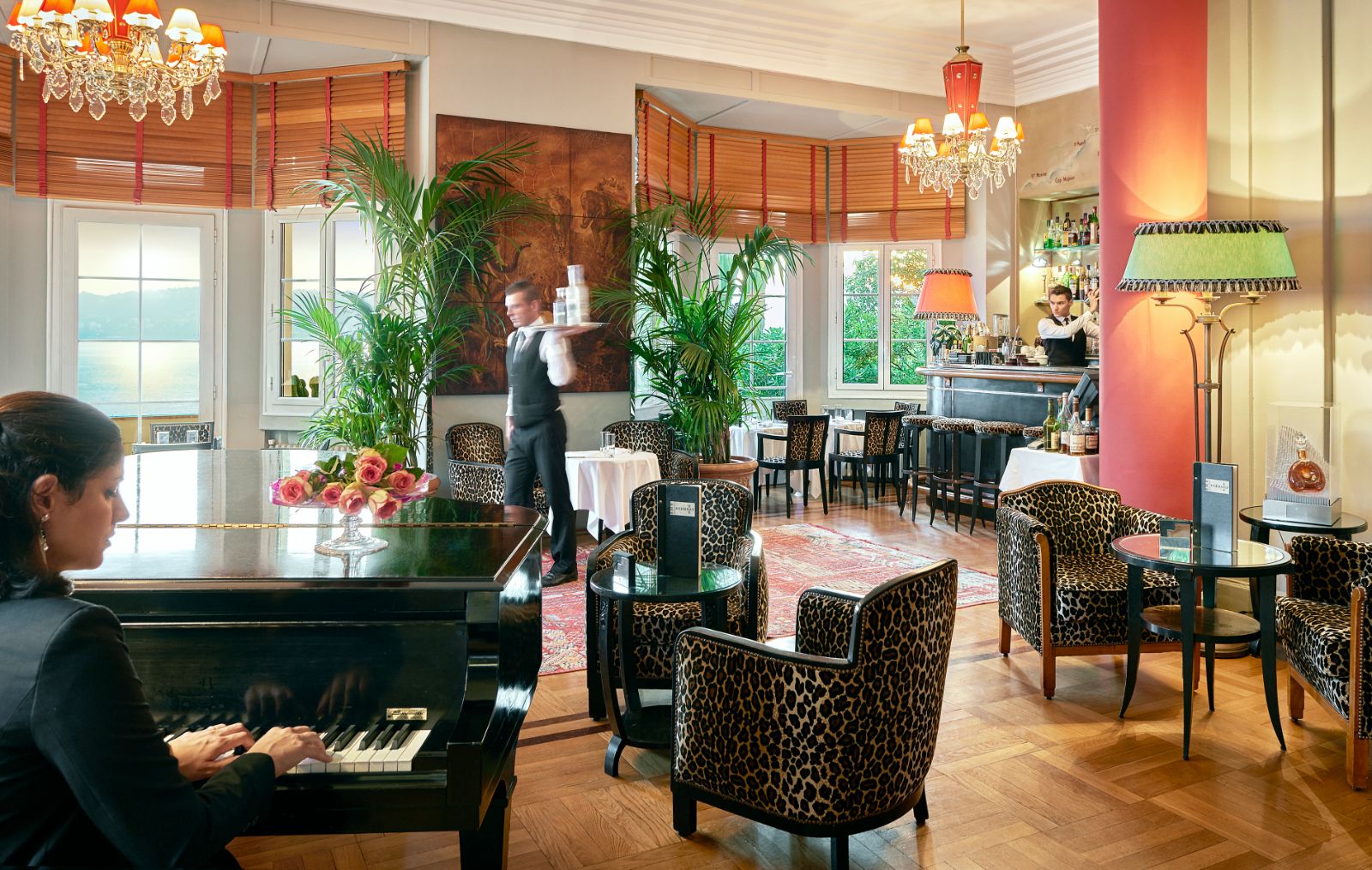 Lounge area at Hotel Belles RIves on the Cote d'Azur in France