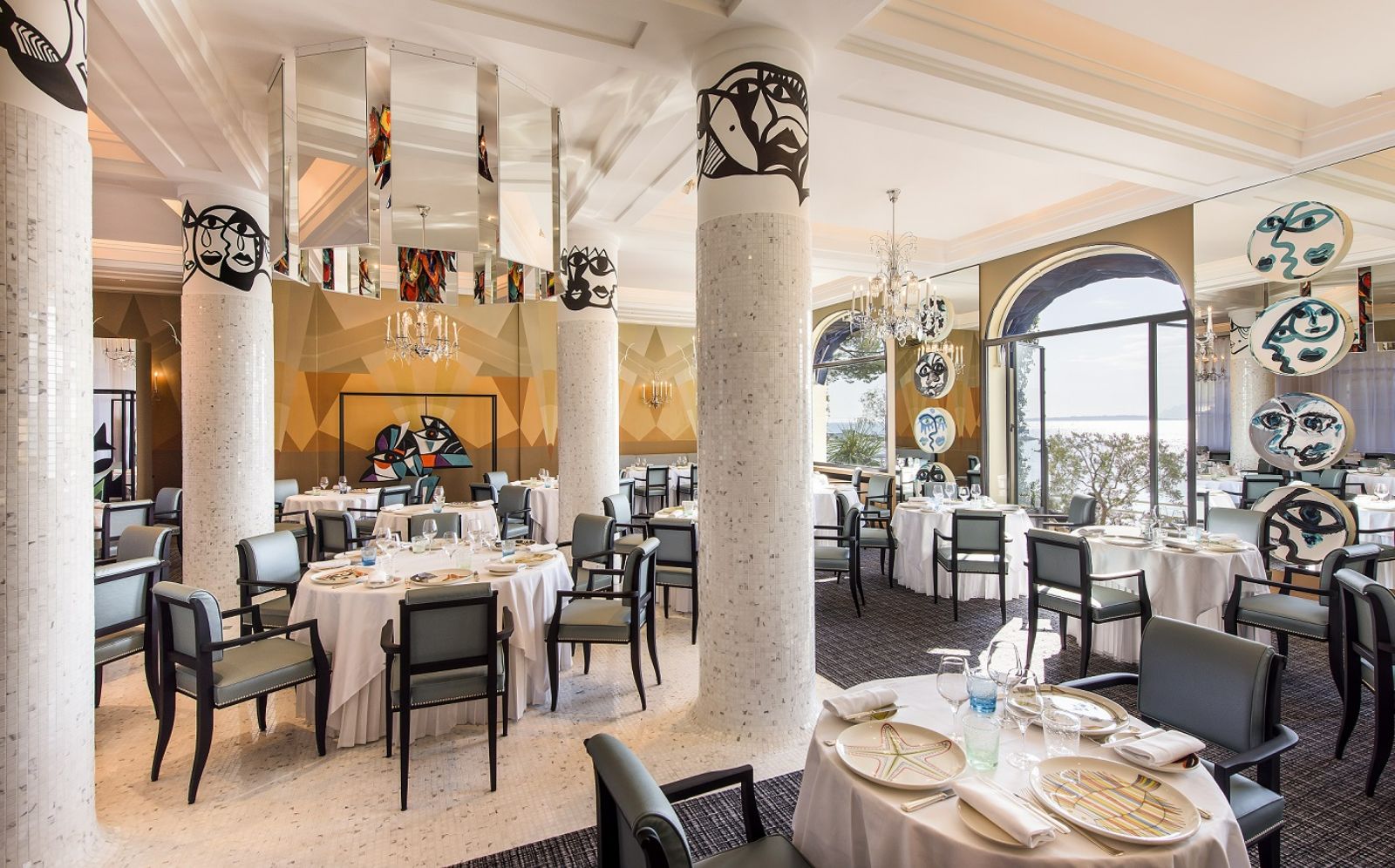 Restaurant at Hotel Belles RIves on the Cote d'Azur in France