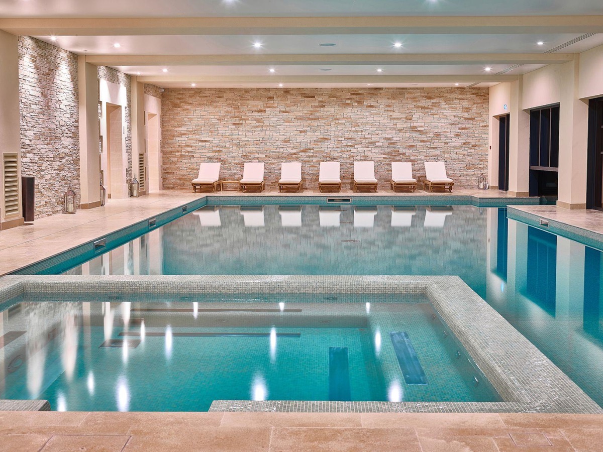 Indoor swimming pool at Hotel Chais Monnet & Spa in South West France