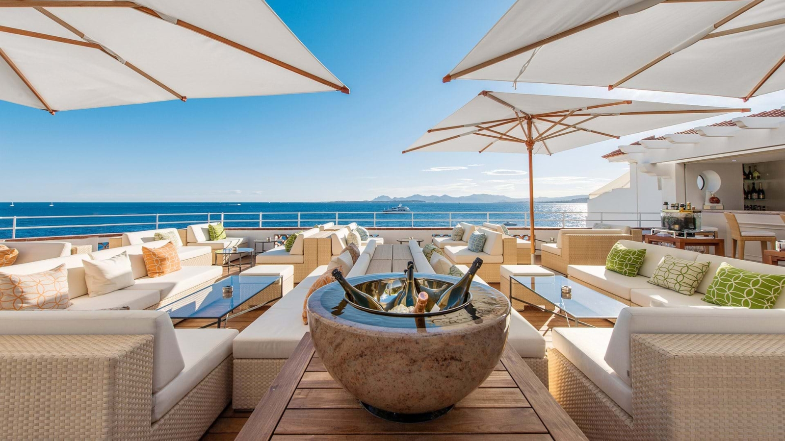 Terrace bar with views at Hotel du Cap-Eden-Roc in France