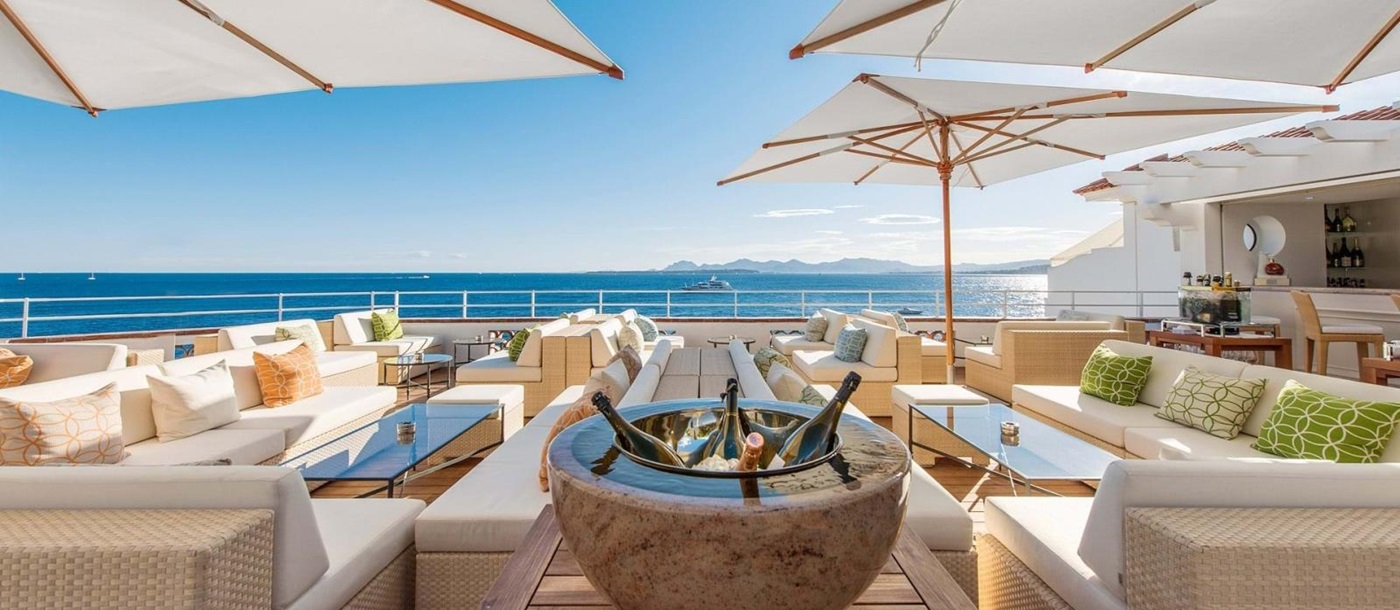 Terrace bar with views at Hotel du Cap-Eden-Roc in France