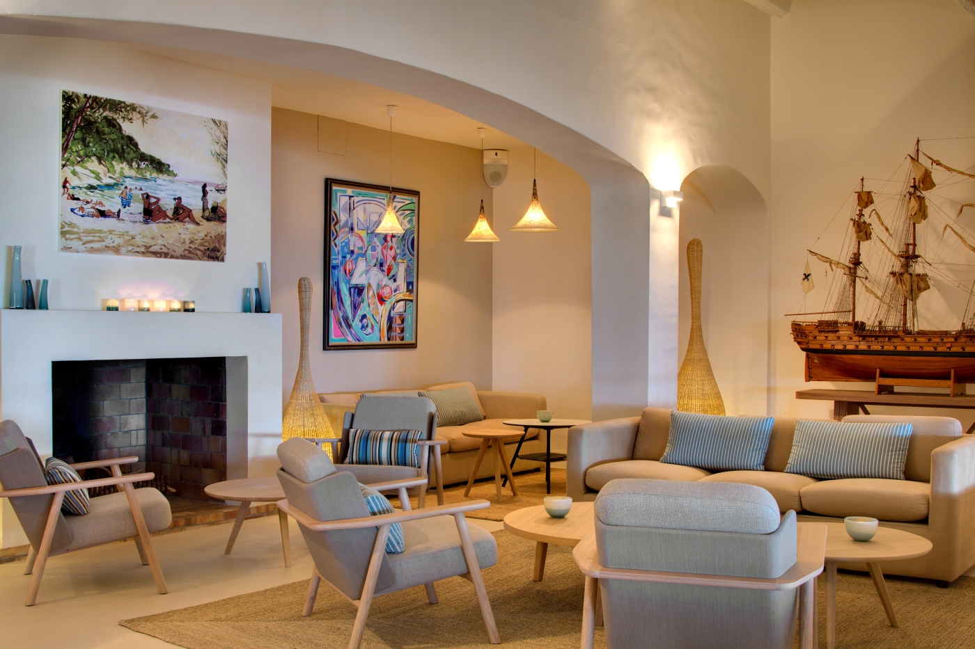 Lounge area at Hotel La Pinede Plage in France