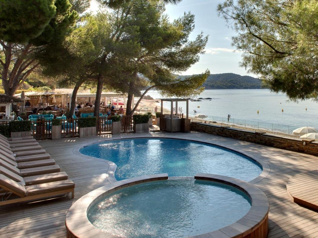 Pool in the day at Hotel La Pinede Plage in France