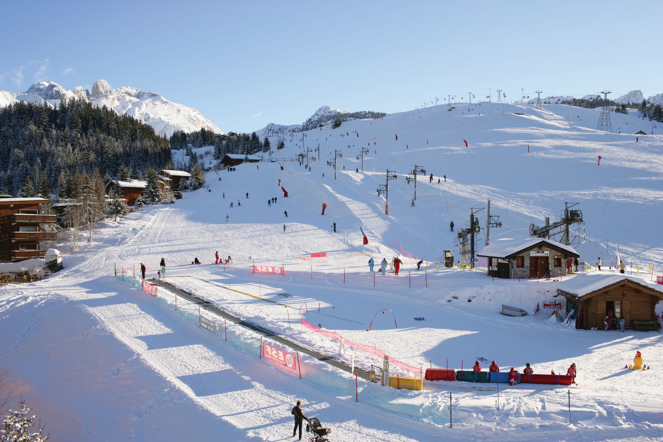 Skiing slope near Hotel le Portetta, France