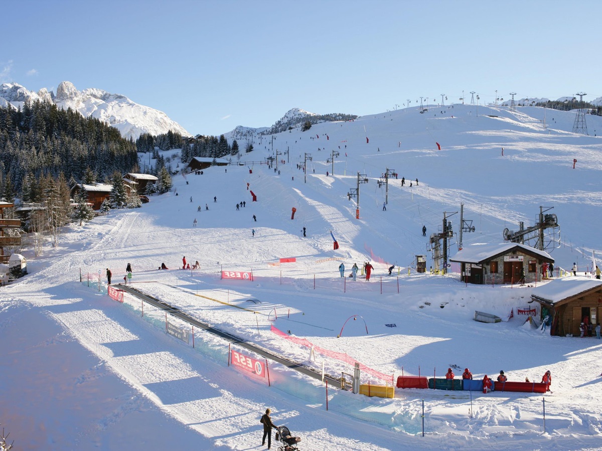 Skiing slope near Hotel le Portetta, France