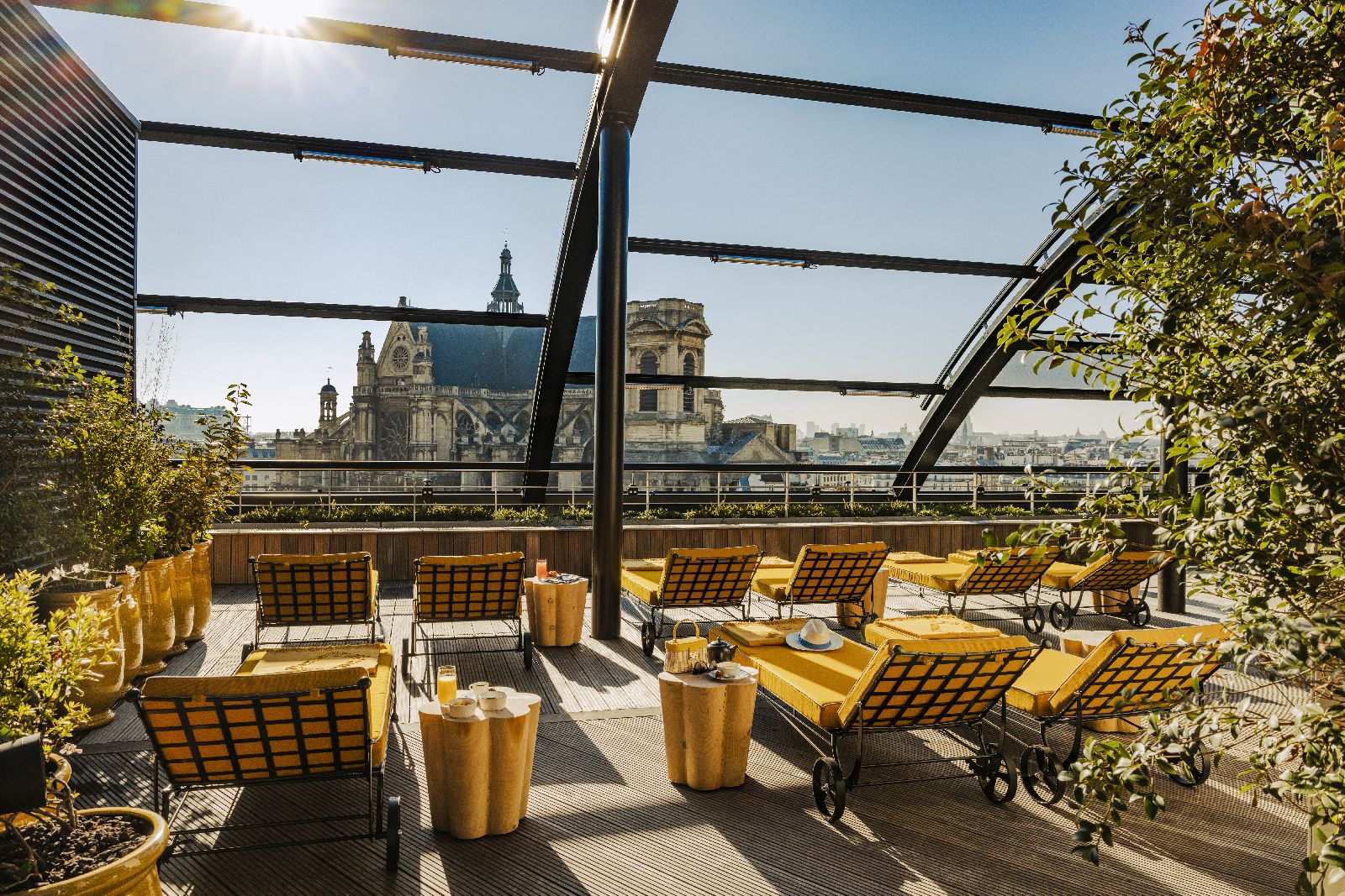 Views from the rooftop terrace at Hotel Madame Reve Paris