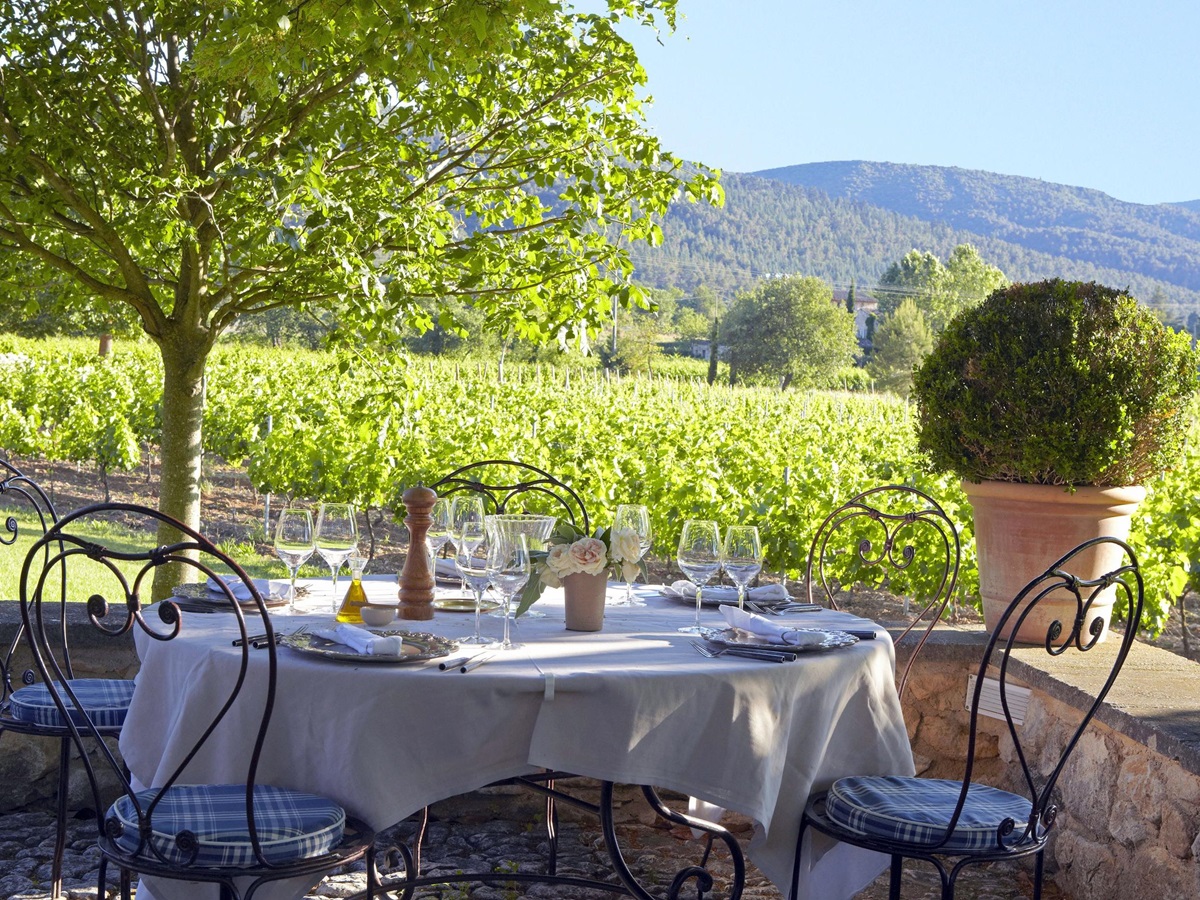 Outdoor terrace at La Bastide de Marie, France