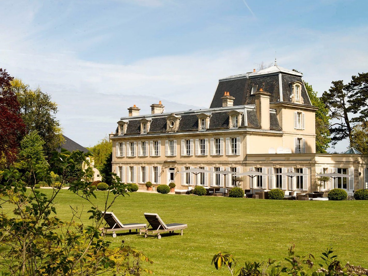 The exterior of Chateau La Cheneviere in the Normandy region of France