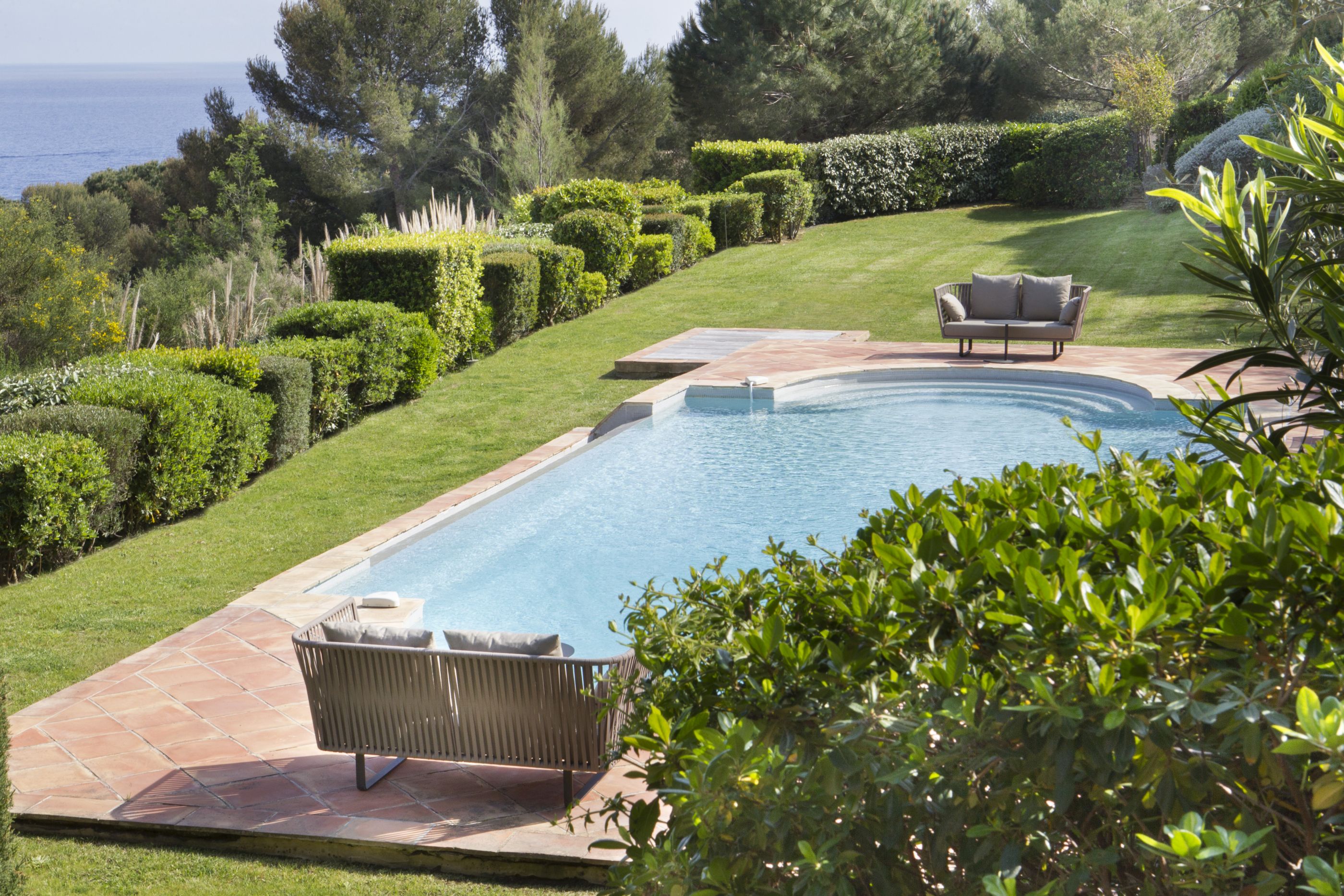 Outdoor swimming pool of a pool villa at La Reserve Ramatuelle, France